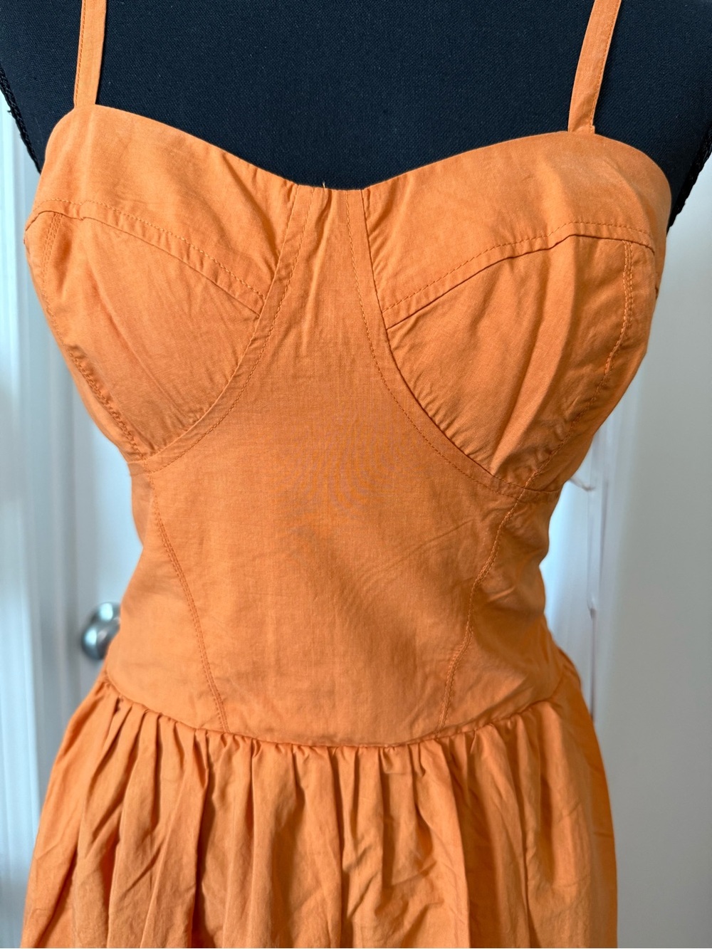 Young Fabulous & Broke Pumpkin Orange Smocked Waist Sundress with pockets(Small) - Picture 6 of 8